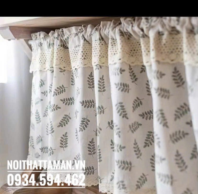 Rèm che kệ bếp, tủ quần áo màu lá xanh