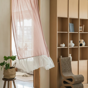 Rèm cửa đi vải linen hồng