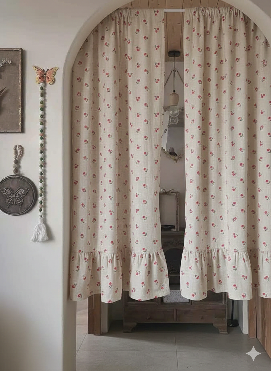 Rèm cửa đi vải linen quả cherry Rèm cửa đi vải linen quả cherry