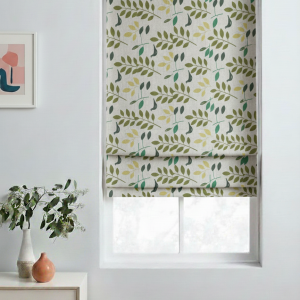 Rèm roman linen lá xanh