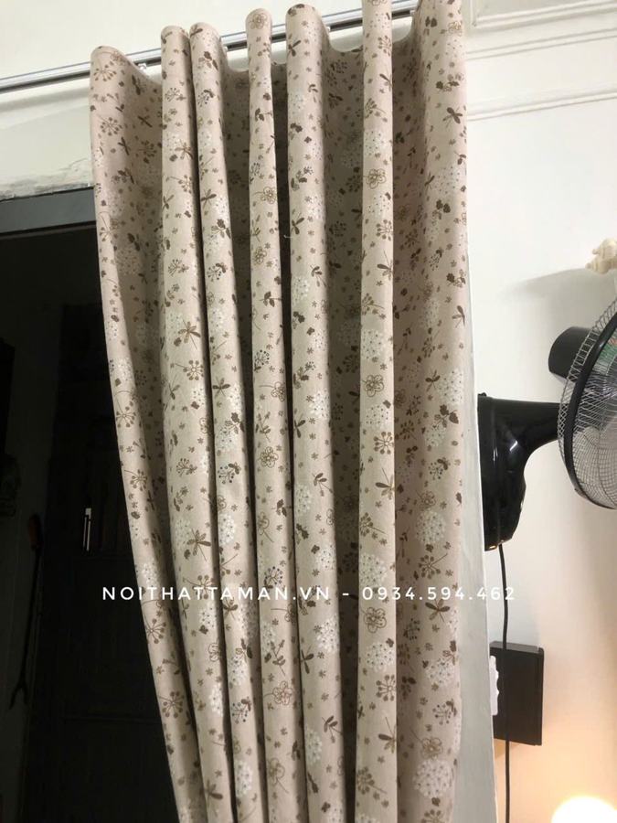 Rèm linen in hoa lắp thực tế