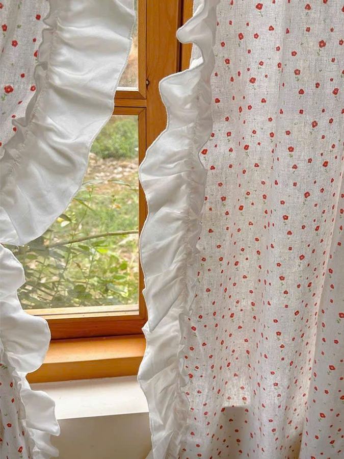 Rèm linen thô in hoa – ảnh 3