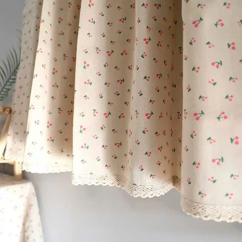Mẫu vải Rèm linen thô in hoa 6