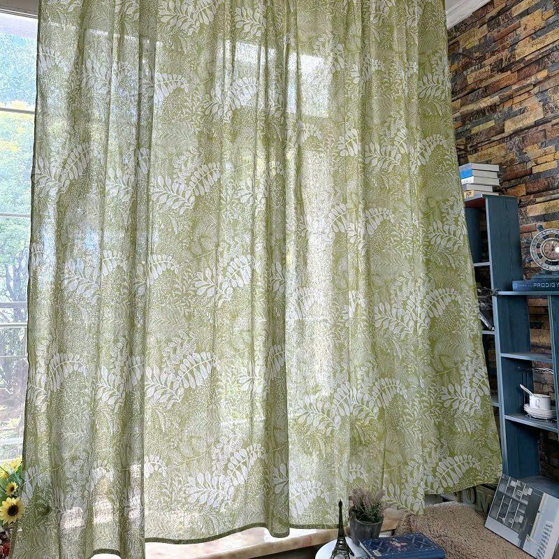Rèm linen in hoa lắp thực tế