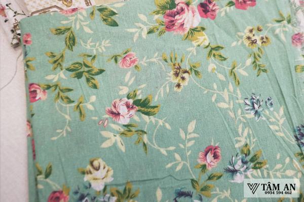 Mẫu vải Rèm linen thô in hoa 1