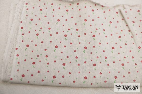 Mẫu vải Rèm linen thô in hoa 2