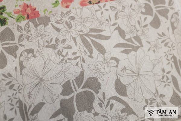 Mẫu vải Rèm linen thô in hoa 3