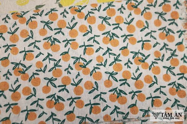 Mẫu vải Rèm linen thô in hoa 5