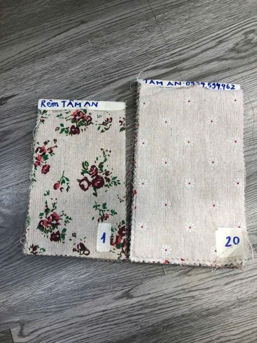 Bảng mẫu rèm linen thô in hoa 1