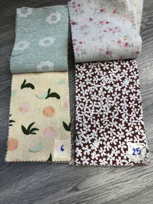 Bảng mẫu rèm linen thô in hoa 6