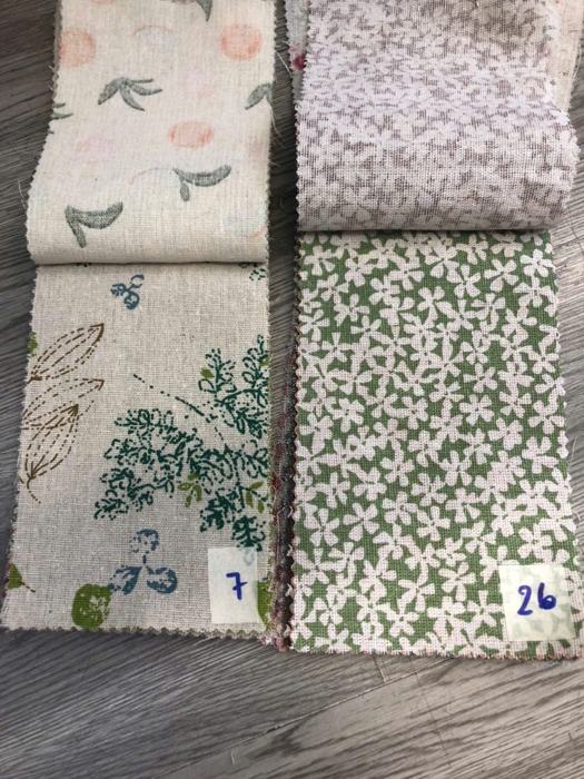 Bảng mẫu rèm linen thô in hoa 7