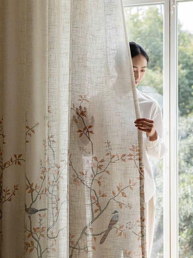 Rèm voan linen in hoa – ảnh 2