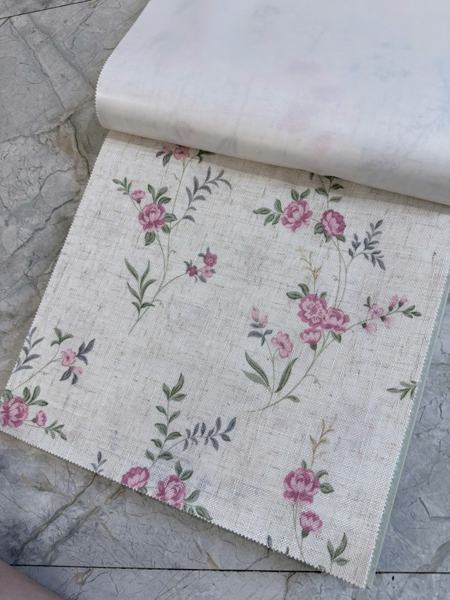 Mẫu vải Rèm voan linen in hoa 1