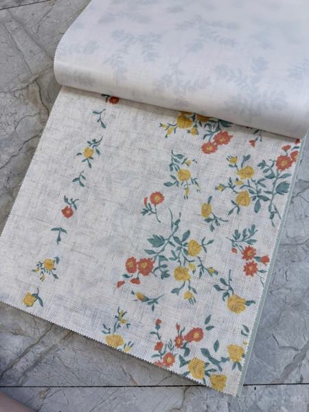 Mẫu vải Rèm voan linen in hoa 4