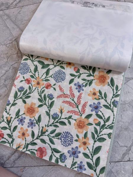 Mẫu vải Rèm voan linen in hoa 5