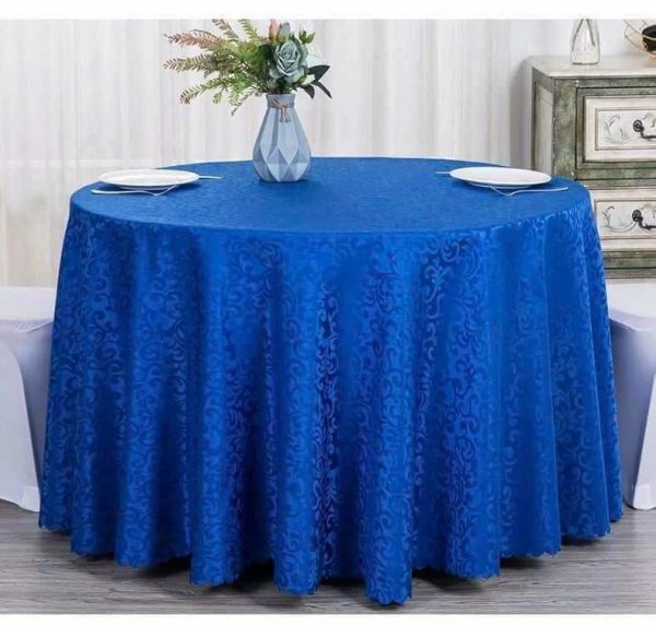 Khăn trải bàn hình tròn màu xanh