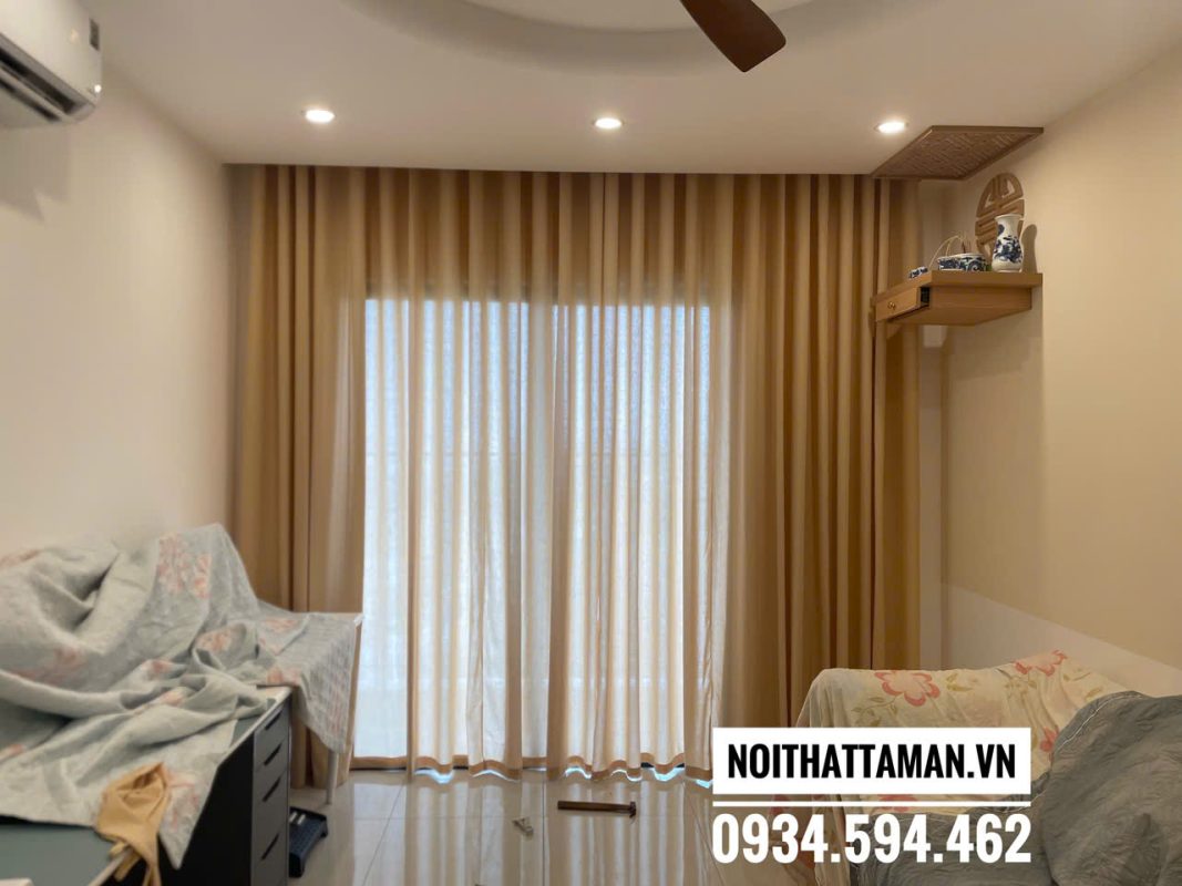 Rèm linen màu be gừng