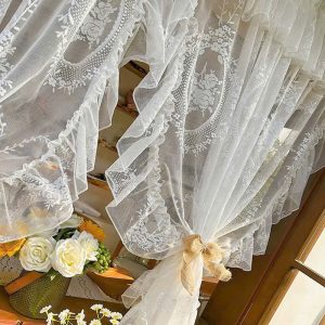 Rèm voan ren may cách điệu RV25