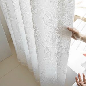 Rèm voan thun trắng cao cấp RV26