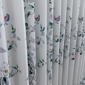 Voan lụa thêu họa tiết hình chim V28