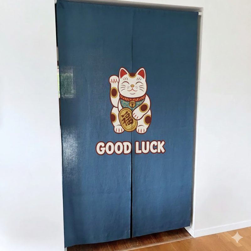 Rèm noren hình mèo thần tài