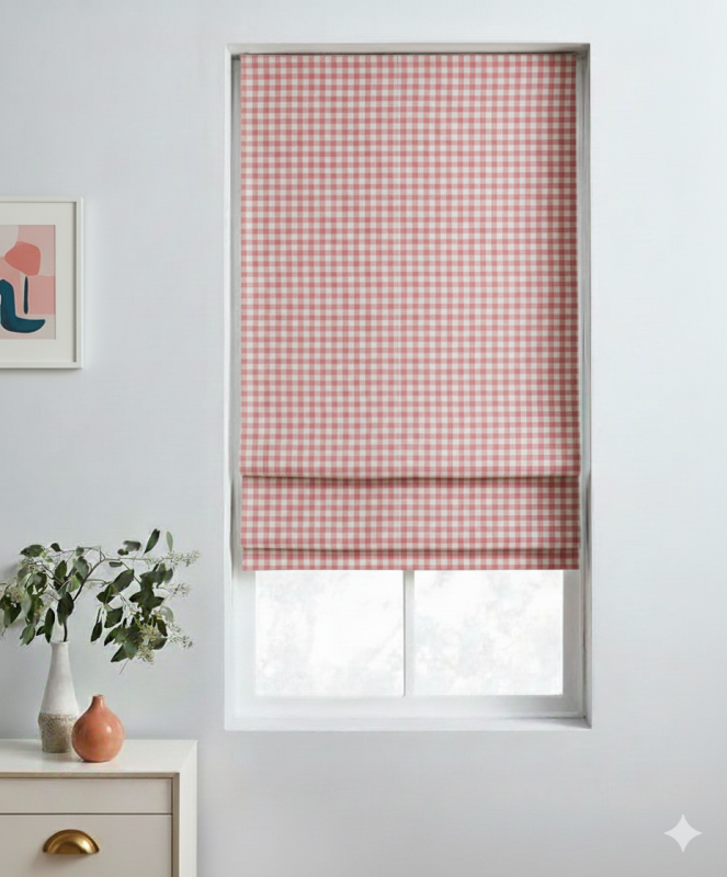 Rèm roman linen caro hồng