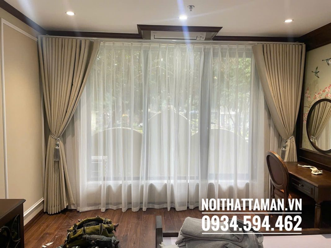 Rèm vải kéo ngang giá rẻ RV105 9 Rèm vải kéo ngang hai bên cho phòng khách