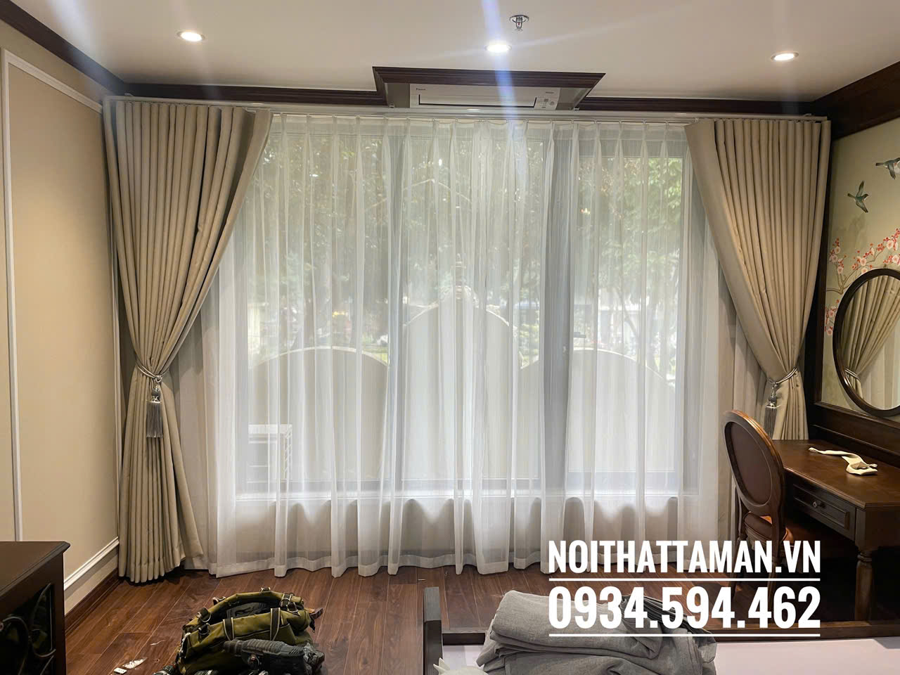 Rèm vải kéo ngang giá rẻ RV105 3 Rèm vải kéo ngang hai bên cho phòng khách