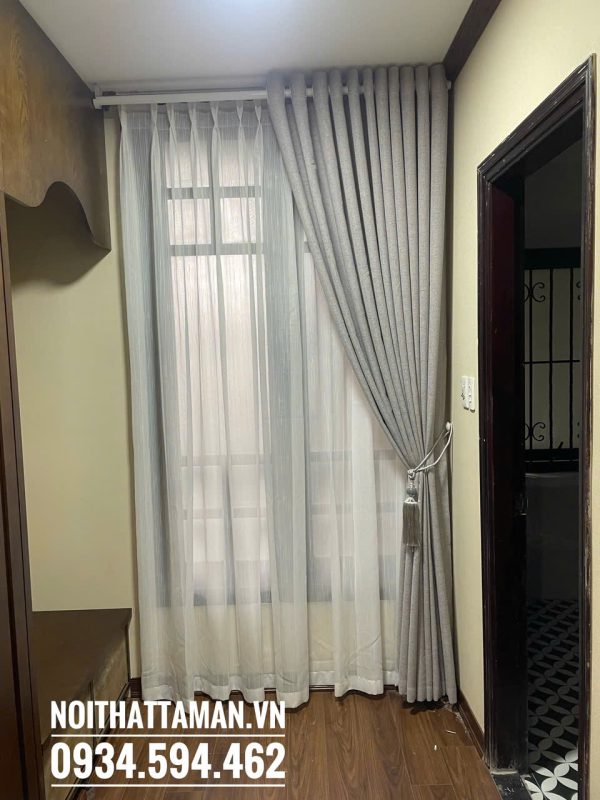 Rèm voan giả linen V34 12 Rèm voan giả linen màu ghi