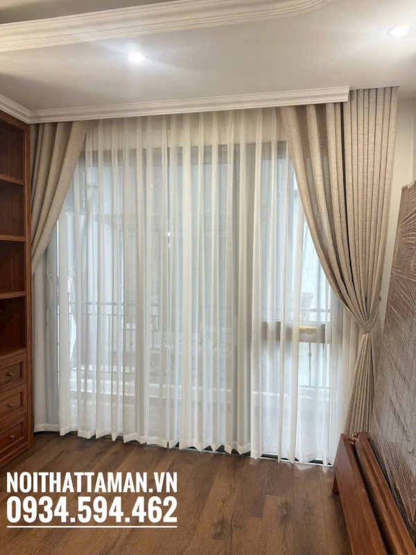 Rèm voan giả linen V34 11 Rèm voan giả linen cho phòng ngủ