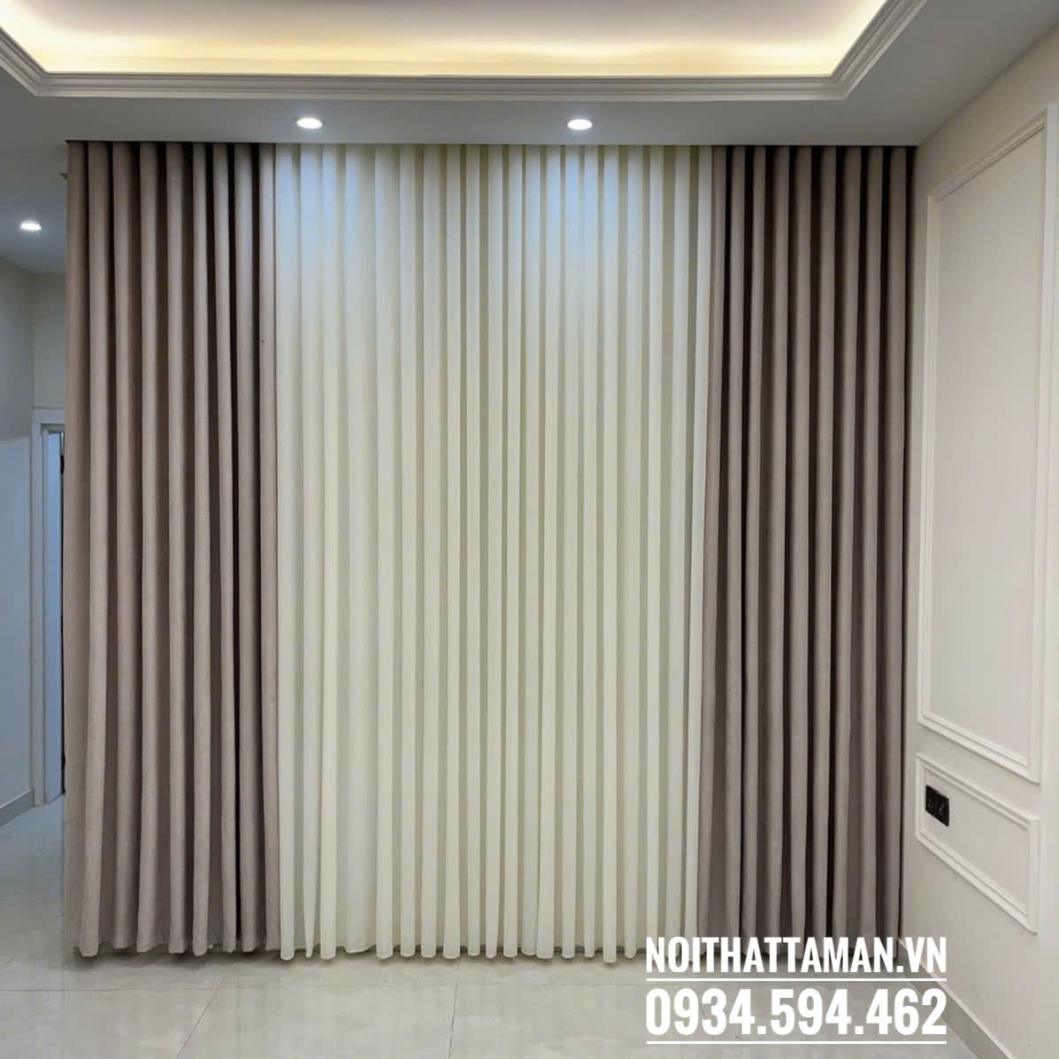 Rèm vải kéo ngang giá rẻ RV105 1 Rèm vải thô một màu giá rẻ