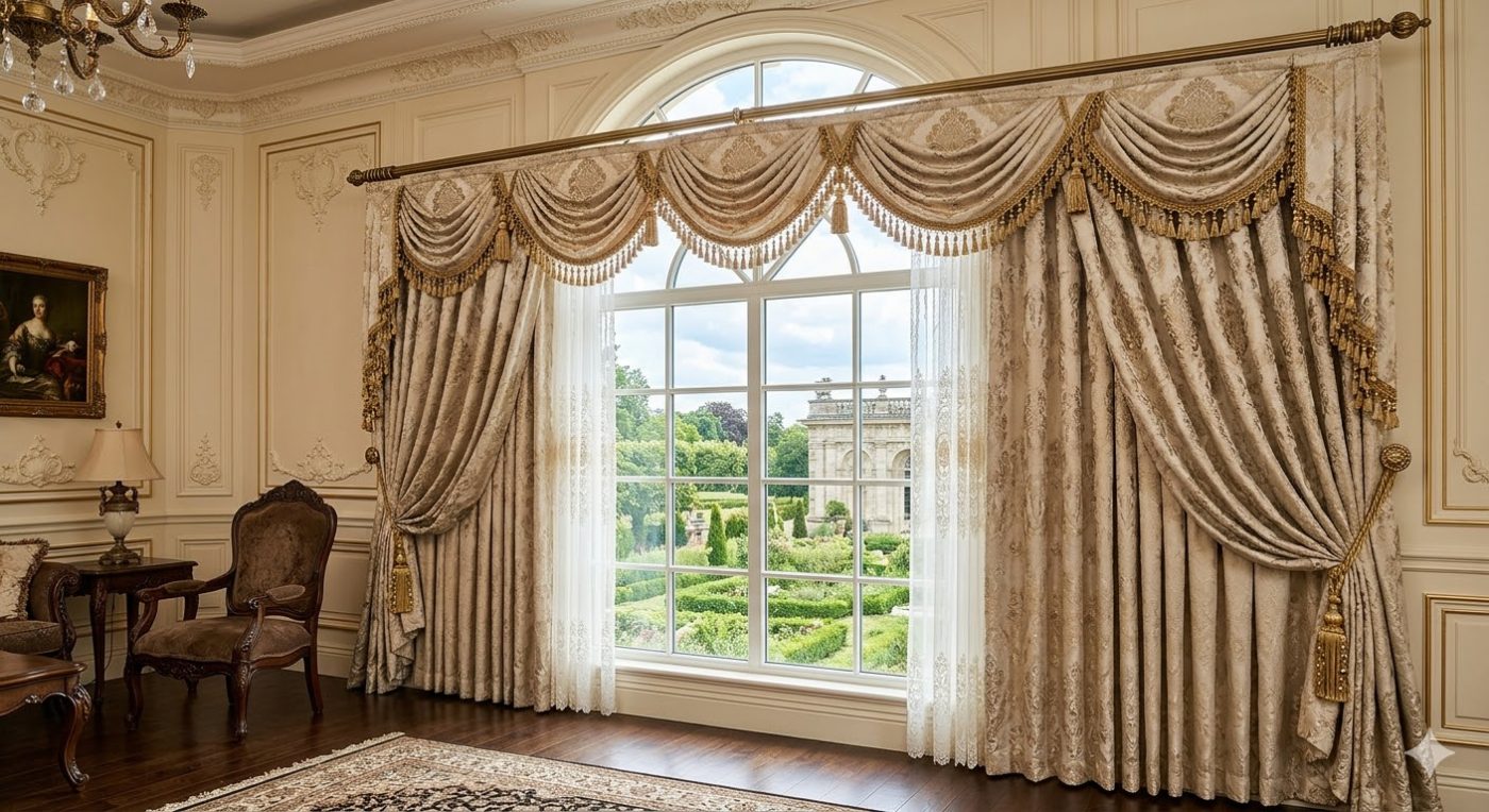 Rèm Tân Cổ Điển Cao Cấp | Mẫu Đẹp, Sang Trọng Cho Biệt Thự 10 Rèm tân cổ điển yếm nữ hoàng