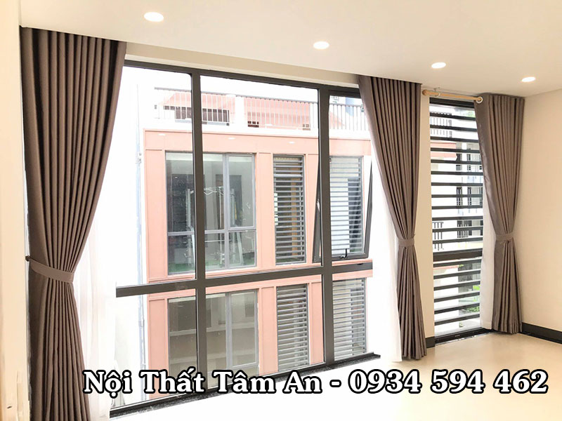 Rèm vải gấm bóng giá rẻ tại Hà Nội RV107 16 Rèm vải giá rẻ màu nâu