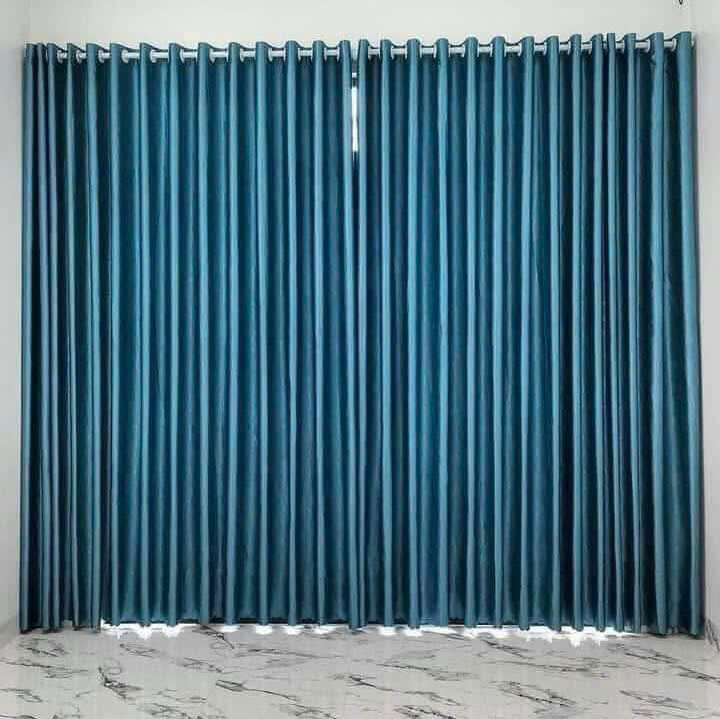 Rèm vải gấm bóng giá rẻ tại Hà Nội RV107 14 Rèm vải giá rẻ màu xanh