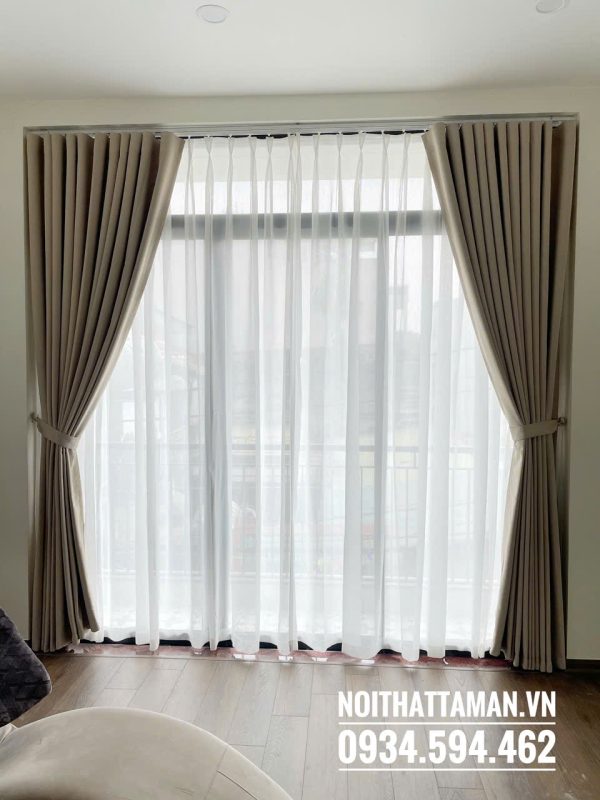 Rèm vải thô dày chống nắng tốt cho khách tại Ocean Park RV106 10 Bạn có thể kết hợp thêm một lớp voan nhẹ cho phòng ngủ