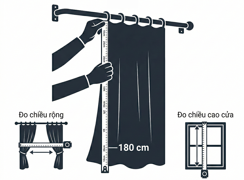 Đo kích thước cho rèm cửa