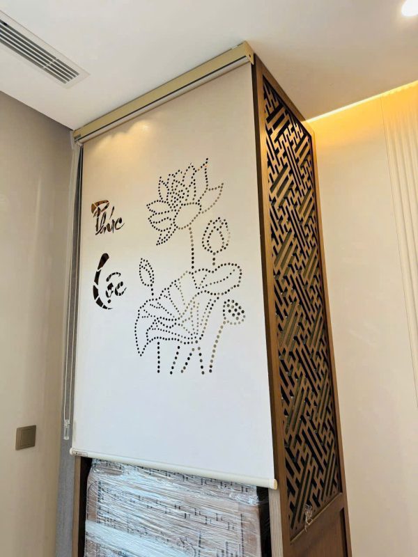 Rèm Khắc Laze Xuyên Sáng 16 Rèm đục lỗ cho ban thờ nền trắng