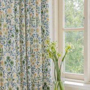 Alternative view of Rèm voan linen hoa xanh V35