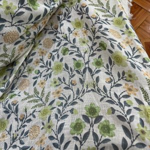 Rèm voan linen hoa xanh V35 6 Rem voan linen hoa xanh v35 2