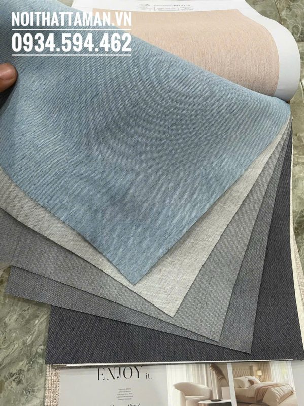 Rèm vải thô cản sáng tuyệt đối 100% RV110 9 Mẫu rèm vải thô một màu cản sáng tuyệt đối 2