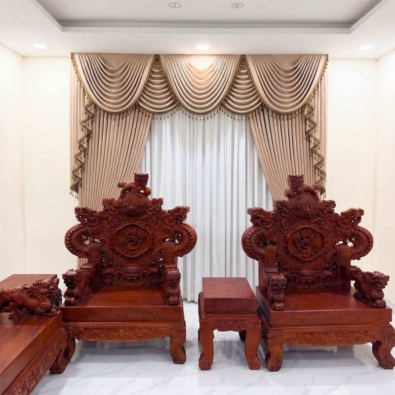 Rèm vải cao cấp yếm võng RV112 7 Rèm vải thô 3 lớp cao cấp màu vàng